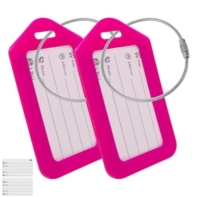 Afbeelding van Set van 2 hoogwaardige bagagelabels met adreslabel, hard plastic, voor vliegreizen, cruises enz., kofferlabels, naamlabels,
