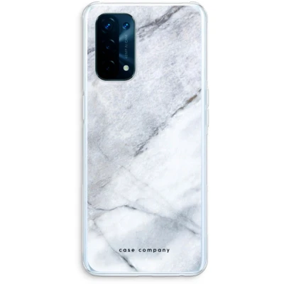 Afbeelding van Case Company® hoesje geschikt voor Oppo A74 5G Witte marmer Soft Cover Telefoonhoesje Bescherming aan alle Kanten en Schermrand