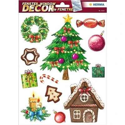 Afbeelding van HERMA 15114 Set van 12 kerstraamstickers (mat) Kerstdecoratie zelfklevend Verwijderbaar Met motieven Voor kinderen, meisjes en jongens Veelkleurig