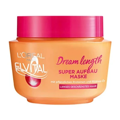 Afbeelding van L&#039;Oréal Paris Elvital Dream Length Super Balsem, anti gespleten haarpunten voor lang en beschadigd haar, intensieve kuur, uitspoelen met plantaardige vitaminen wonderolie, 1 x 300 ml