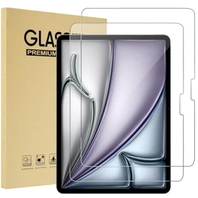 Afbeelding van Procase 2 gehard glas voor iPad Air 13 inch (M2) 2024, displaybeschermfolie, krasbestendig, zonder luchtbellen, 0,33 mm dikte, hardheid 9H