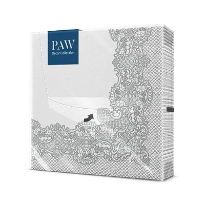 Afbeelding van PAW Papieren servetten, 3 laags (33 x 33 cm), 20 stuks, een luxe tafeldecoratie, zilver, de perfecte tafeldecoratie voor speciale gelegenheden (Royal Lace)