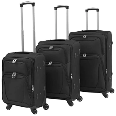 Image de vidaXL Ensemble de valises souples 3 pcs Noir91315
