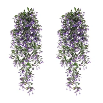 Afbeelding van 2 stuks kunstplanten om op te hangen, paars, 78 cm, voor tuin, feest, kantoor, wanddecoratie, bruiloft