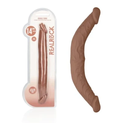 Afbeelding van Shots RealRock Dubbele Dong 36 cm tan