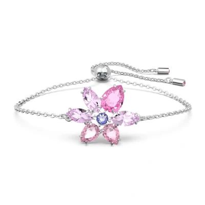 Afbeelding van Swarovski dames GEMA BRACELET PINK/RHS M in de kleur Zilver