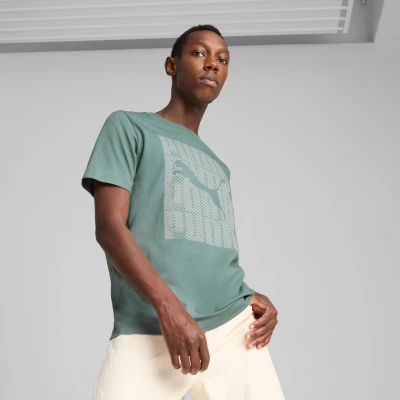 Afbeelding van Puma Graphics Tshirt print, Heren, Maat: Medium, Green moon