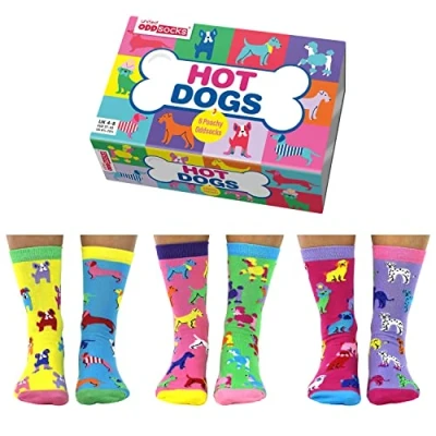 Afbeelding van United Odd Socks 6 Packmottomotive Sokken, Dames, Maat: 36 41, Hotdogs