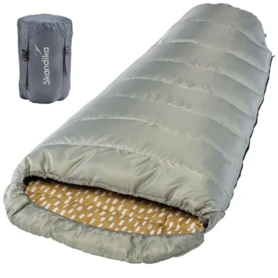 Afbeelding van Skandika Vegas R XXL slaapzak Mummieslaapzakken Slaapzakken volwassen Maat Mummie Unisex Katoen, luxe kwaliteit, koppelbaar, 3 seizoenen, 220 x 110 cm, 12 tot 15C, Outdoor kampeerslaapzak Ritssluiting rechts grijs