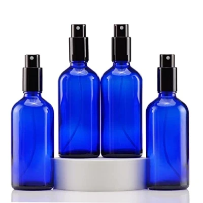Afbeelding van Yizhao 100 ml blauwe glazen spuitfles voor etherische oliën, kleine lege fijne nevel spuitfles, reiniging, aromatherapie, cosmetische sprays, haar 4 stuks