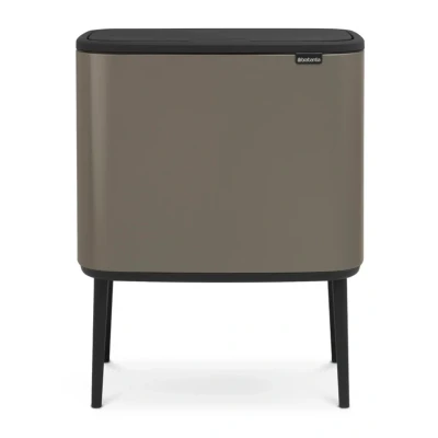 Afbeelding van Brabantia Bo Touch Bin Recycle Prullenbak Met Deksel Op Pootjes 3 X 11 Liter Donkergrijs