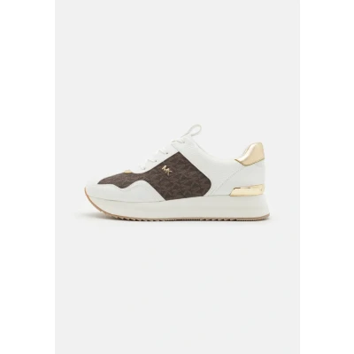 Afbeelding van Michael Kors Raina Trainer Sneakers laag, Dames, Maat: 36, Brown Hoogwaardig imitatieleer