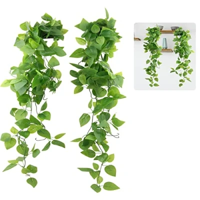 Afbeelding van JOPHEK 2 stuks kunstplanten, hangende eucalyptusbladeren, kunstplanten voor binnen, huis, tuin, buitendecoratie (108 cm)