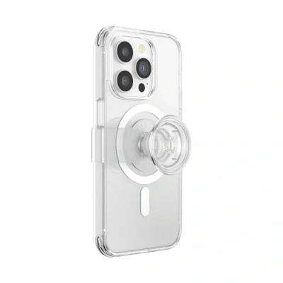 Afbeelding van PopSockets PopCase met een magnetische ring Telefoonhoesje Telefoonbutton [telefoon accessoires] compatibel Apple iPhone 14 Pro Doorzichtig