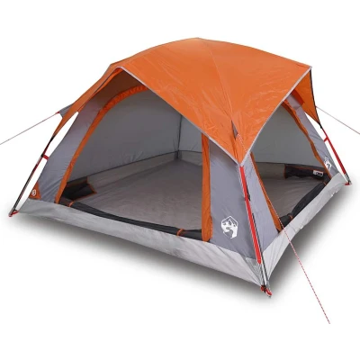Afbeelding van Tent 4 persoons waterdicht grijs en oranje