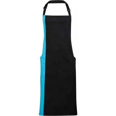 Afbeelding van Premier Contrast Bib Apron PR162 Black / Turquoise