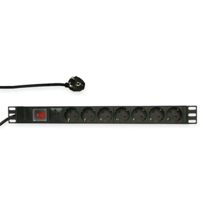 Image de LogiLink Unité de distribution secteur (rack montable) CA 250 V 3500 Watt entrée : CEE 7/7 connecteurs sortie 7 (alimentation) 1U 19&quot; noir RAL 9005
