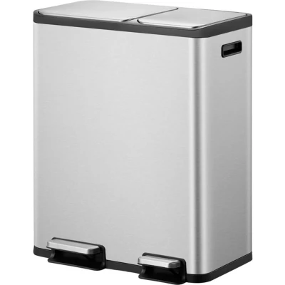 Afbeelding van EKO EcoCasa Recycler pedaalemmer 30+20 ltr, Stainless steel Polypropyleen mat RVS