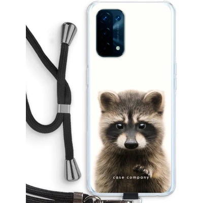 Afbeelding van Case Company® hoesje met Koord geschikt voor Oppo A74 5G Rocco Telefoonhoesje Zwart Bescherming aan alle Kanten en Over de Schermrand