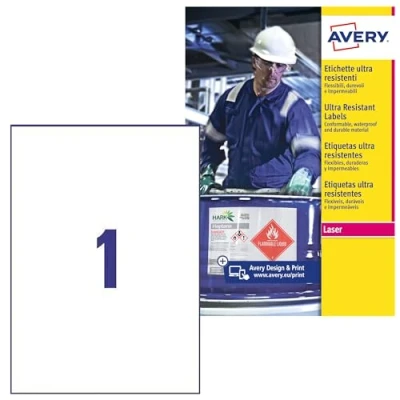 Afbeelding van Etiket Avery B4775 50 210x297mm polyethyleen wit 50stuks