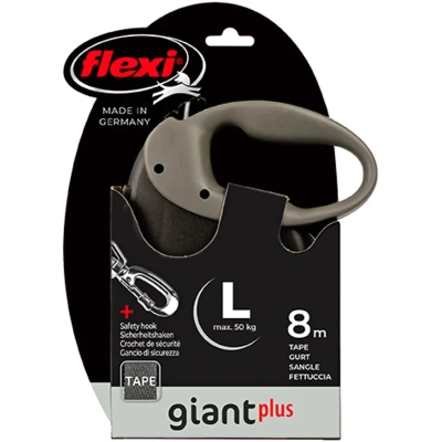 Afbeelding van Flexi rollijn giant plus tape L zwart/zilver 8 meter
