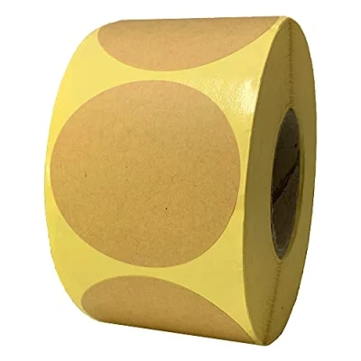 Afbeelding van 500 stuks, 50 mm etiketten, zelfklevend, rond, kraftpapier, bruin