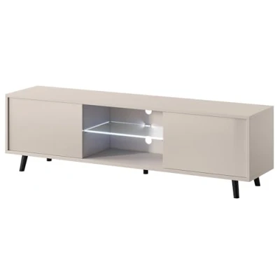 Afbeelding van Selsey Lefyr TV meubel 140 cm Mat zwart / Glanzend