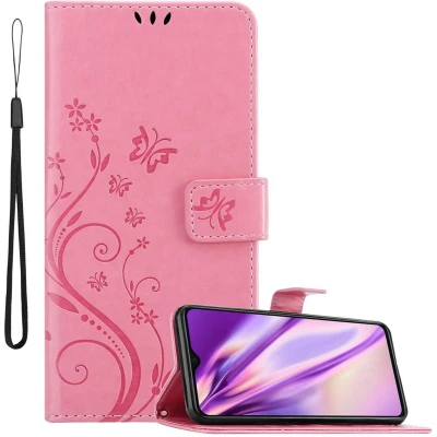 Afbeelding van Cadorabo Hoesje geschikt voor Xiaomi RedMi NOTE 8 PRO in BLOEMEN ROZE Beschermhoes bloemmotief met magnetische sluiting, standfunctie en kaartsleuven Book Case Cover Etui