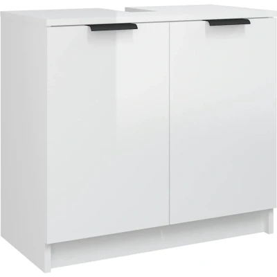 Afbeelding van Badkamerkast 64,5x33,5x59 cm bewerkt hout hoogglans wit