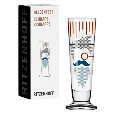 Afbeelding van RITZENHOFF 1061010 borrelglas 40 ml serie Heldenfest motief nr. 10 barber rond en kleurrijk Made in Germany