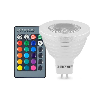 Afbeelding van GU5.3 / MR16 LED Spot 3W RGB Dimbaar Incl. Afstandsbediening