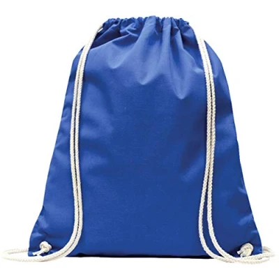 Afbeelding van katoenen Sporttas 1 stuk van 38 x 46 cm rugzak stoffen tas tas, jute OEKO TEX® geteste dames en heren, kinder gymtas voor het schilderen koningsblauw