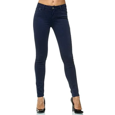 Afbeelding van Elara Chunkyrayan Damesbroek Elastische Skinny Jeans, Donkerblauw Parijs