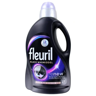 Afbeelding van 1+1 gratis: Fleuril Vloeibaar Wasmiddel Renew Zwarte Was 27 Wasbeurten 1,35 liter