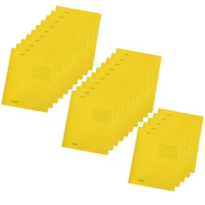 Afbeelding van Origineel Falken 25 stuks intensief gekleurde losbladige map. Made in Germany. Gemaakt van gerecycled karton voor DIN A4 commercieel en overheids nieten geel Blauwe Engel nietmachine