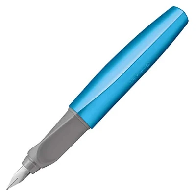 Image de Pelikan Twist Stylo plume en acier inoxydable avec 2 cartouches d&#039;encre, largeur de trait M, bleu givré