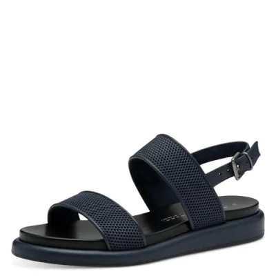 Afbeelding van Marco Tozzi Sandalen, Dames, Maat: 40, Navy Imitatieleer/ textiel