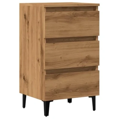 Afbeelding van vidaXL Nachtkastje met metalen poten 40x35x69 cm artisanaal eikenkleur