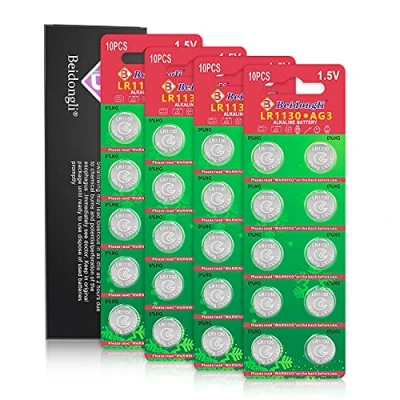 Afbeelding van AG10 LR1130 alkaline knoopcel 1,5 V, 40 stuks, kwikvrij, 3 jaar opslaggarantie