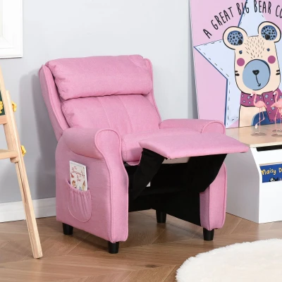Afbeelding van HOMCOM Kinderfauteuil kinderbank verstelbare slaapbank mete voetensteun 310 052