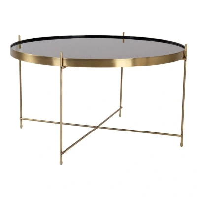 Afbeelding van Venezia Coffee table in brass colored steel with glass ø70xh40cm