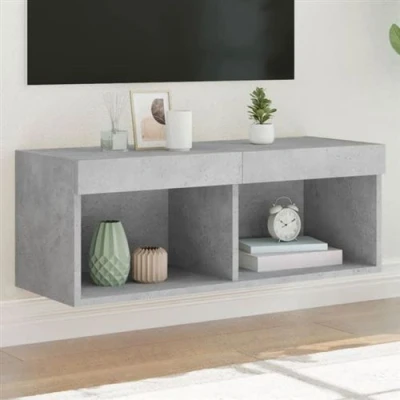 Afbeelding van Tv meubel met LED verlichting 80x30x30 cm betongrijs