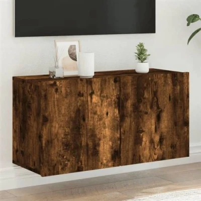 Afbeelding van Tv meubel wandgemonteerd 80x30x41 cm gerookt eikenkleurig