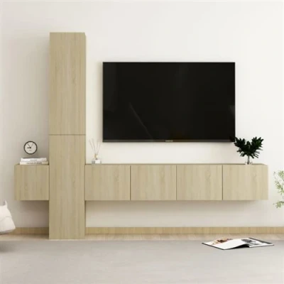 Afbeelding van vidaXL 5 delige Tv meubelset bewerkt hout sonoma eikenkleurig