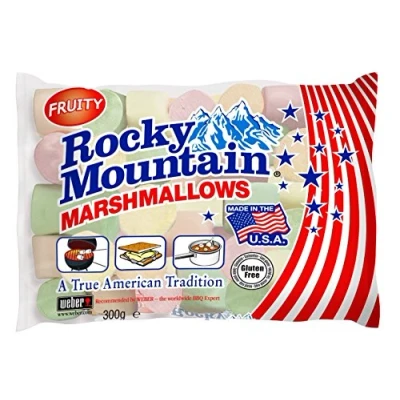 Afbeelding van Marshmallows fruit Gekleurd Zak 300 gram Merk Rocky Mountain USA