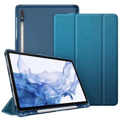 Afbeelding van Fintie Hoes voor Samsung Galaxy Tab S8 11 inch 2022 / S7 2020 Silm beschermhoes met transparante achterkant, automatische slaap /waakfunctie, pauwblauw