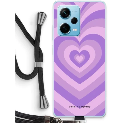 Afbeelding van Case Company® hoesje met Koord geschikt voor Xiaomi Redmi Note 12 Pro Plus Hart Paars Telefoonhoesje Zwart Bescherming aan alle Kanten en Over de Schermrand