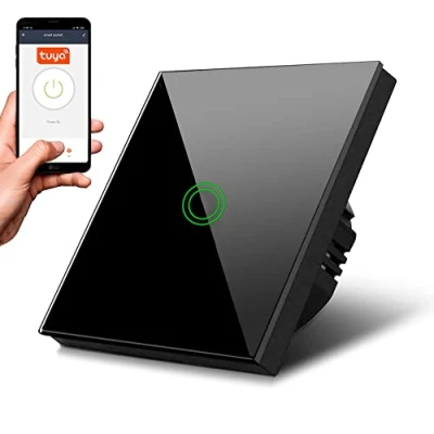 Afbeelding van Maclean Aanraakschakelaar Slimme WiFi Touch Light Switch compatibel met Tuya APP Wandschakelaar Glazen schakelaar kleur veranderende LED verlichting