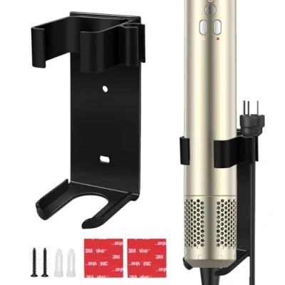 Afbeelding van Lauviomify Houder zonder boren voor stijltang en stijltangen, wandhouder stijlborstel krultang, bestand tegen hoge temperaturen, metalen organizer Dyson Airwrap (zwart)