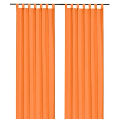 Afbeelding van heimtexland Decoratief gordijn met lussen en lussen, effen oranje, 245 x 140 cm